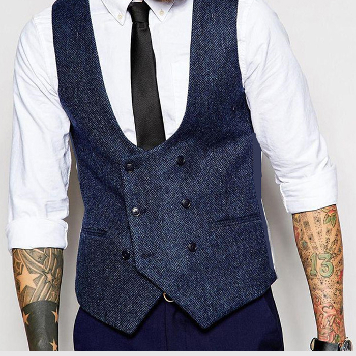 Men's Slim Black Suit Vest in Customized Color Perfect for Business Formal Style