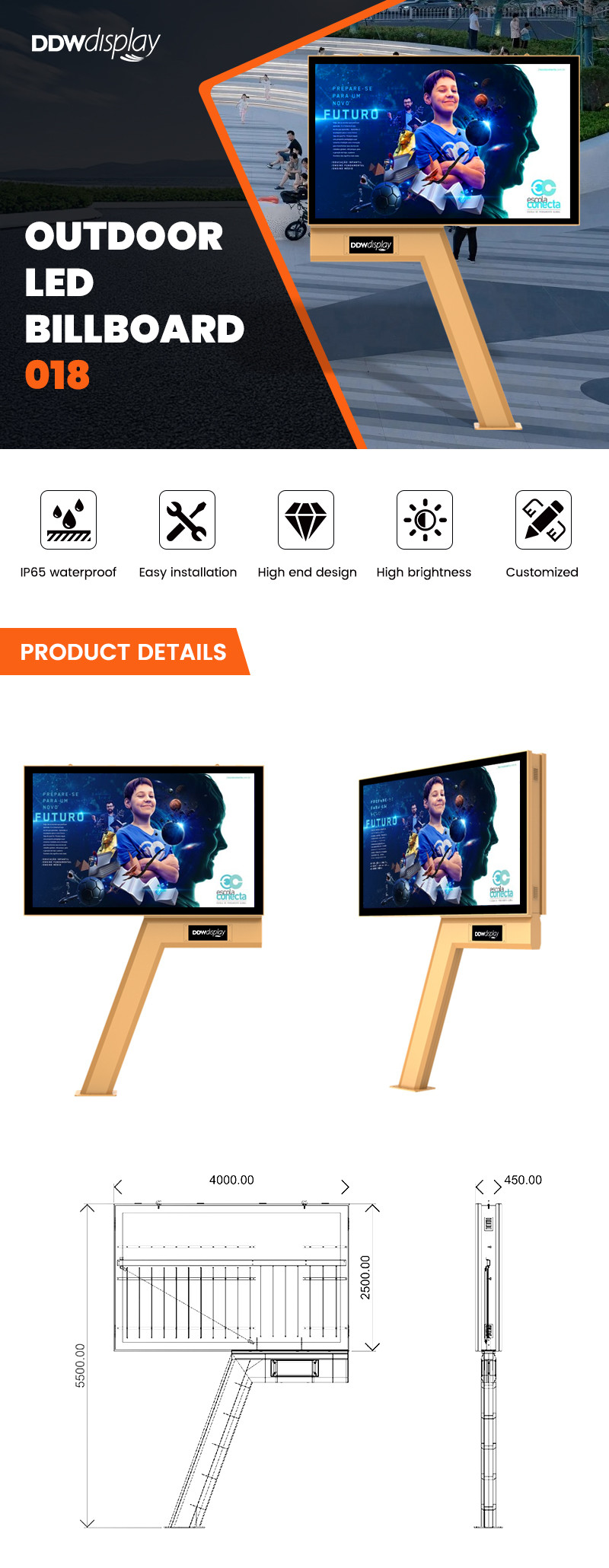 Custom High end design p6 8000nits IP65 waterproof led screen billboard outdoor advertising