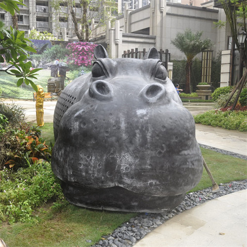Bronze Hippo Large Garden Animal Sculptures Modern Cast Copper Brass