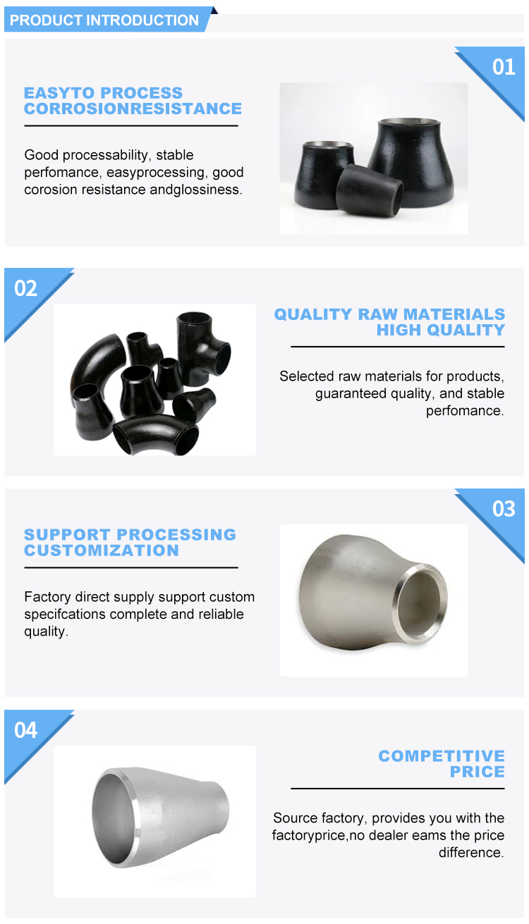 Round Head Code Welding Connection 304 316 Industrial Stainless Steel Pipe Fittings Eccentric Reducer for Pipe Connection
