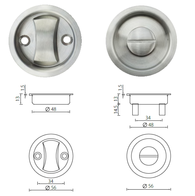 FHS09 Door Fitting Hardware UNITY DCS03 Coordinator Satin Finish