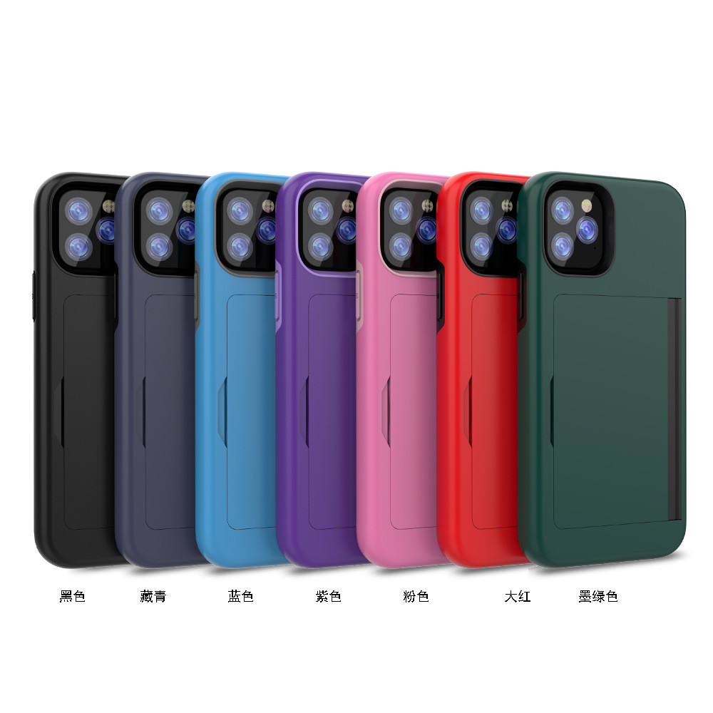 Shockproof Heavy Duty Cell Phone Cases Dual Layer Card Pocket Holder For Iphone