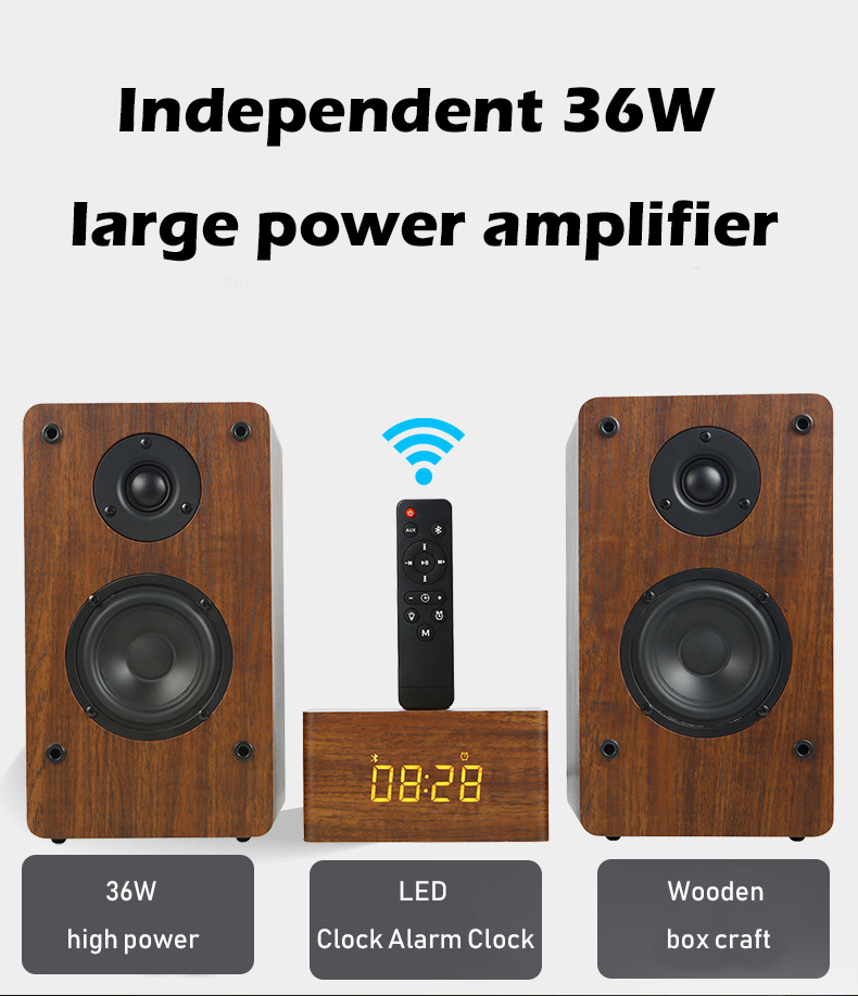 Multimedia Wood Bookshelf Speakers , Wireless Mini Hifi Bluetooth Speakers