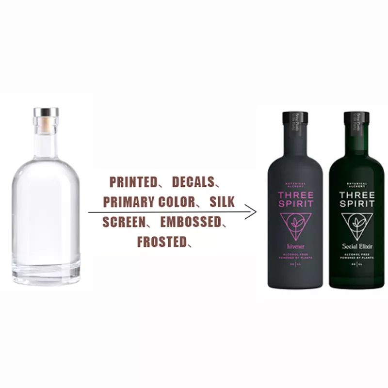 Produced Thick Bottom Vodka Whisky Sherry Glass Bottle with Decal Surface Handling