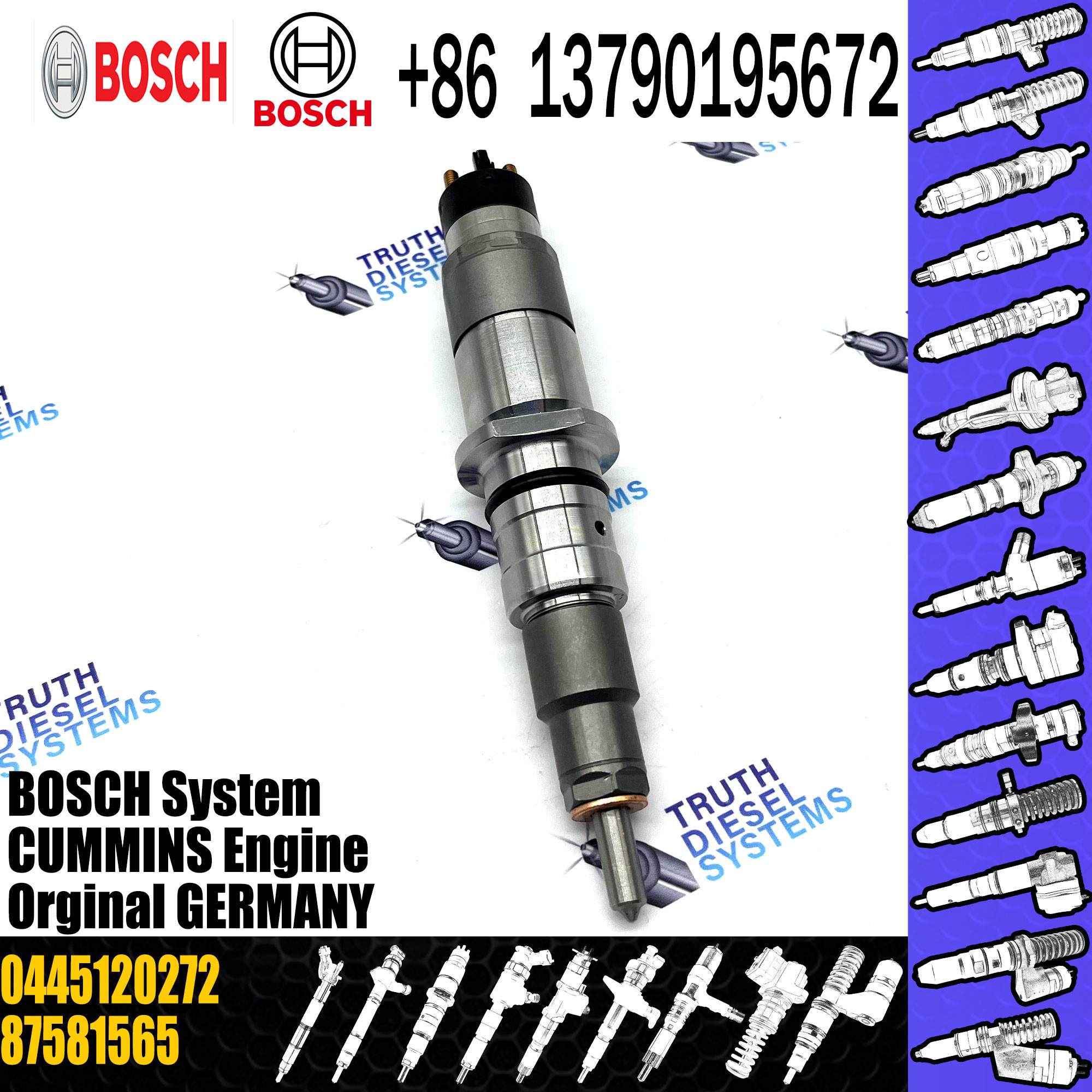 diesel fuel injector nozzle 0445120272 factory supply common rail injector 0445120272 for CASE Cummins 8.3 KOMATSU