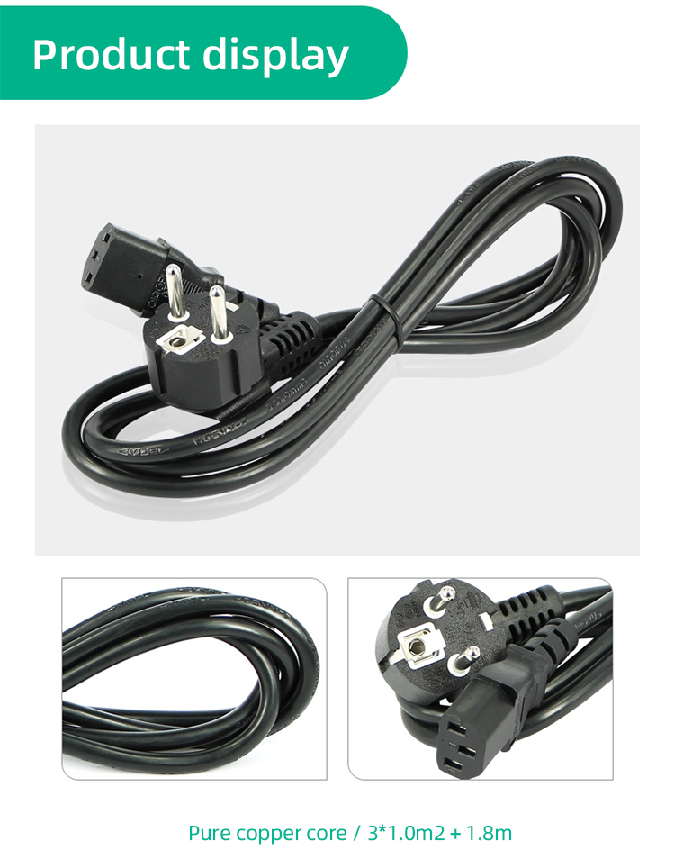 3 Pin Computer Desktop Accessories 1.5M 110V-250V EU Power Cord For PSU