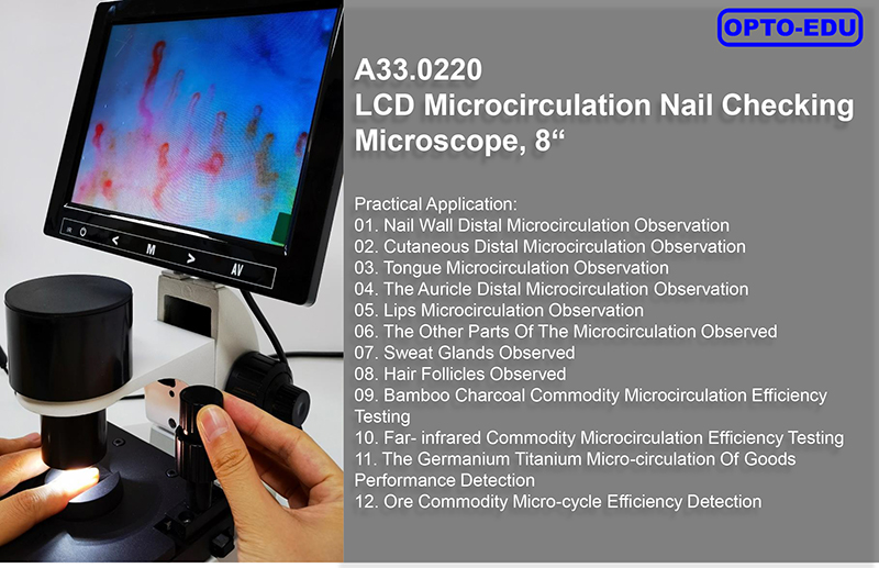 OPTO EDU A33.0220 Microcirculation Microscope 480x Nail Checking With 8" LCD Screen