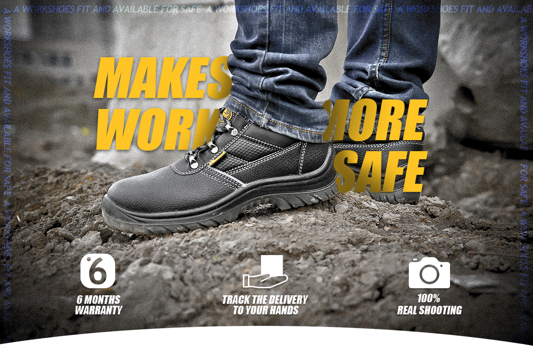 Cow Leather Men'S Steel Toe Waterproof Safety Shoes Work Boots Non Slip Oil Resistant Shoes UK3-13