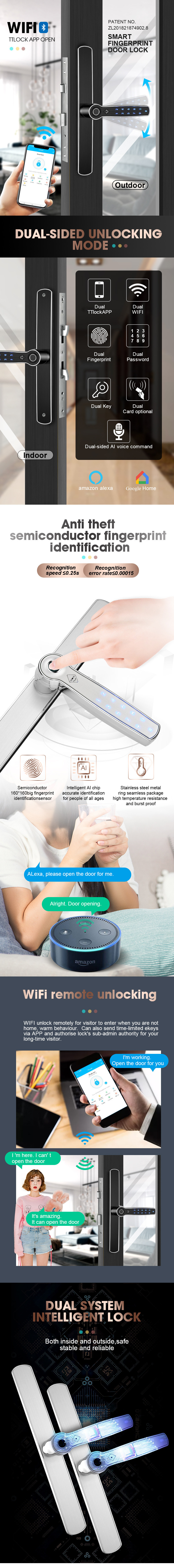 WIFI Anti Theft Dual Side Intelligent Fingerprint Door Locks
