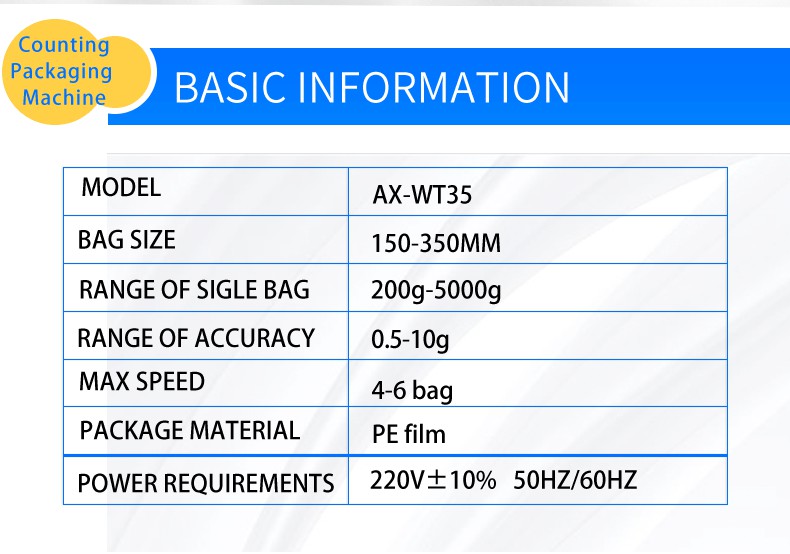 Intelligent PE Film Weighpack Machine For Hardware Screw Fastener Nails Nut