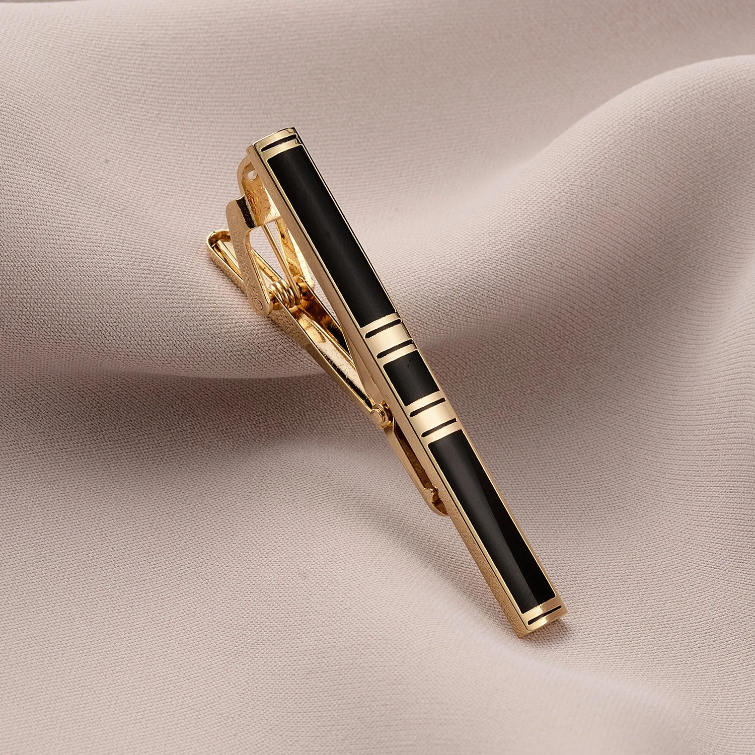 personalized tie clip Enamel Black Gold Plated Tie Clip Custom Engraved Tie Clip