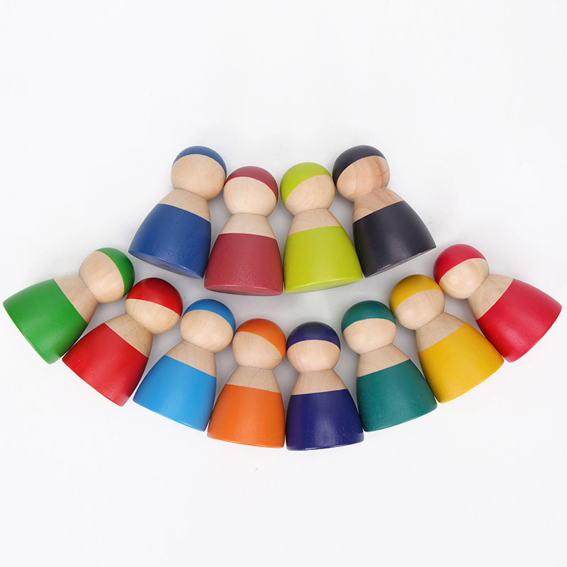 Brown 18cm Rainbow Wooden Building Blocks Toy Creative Educational