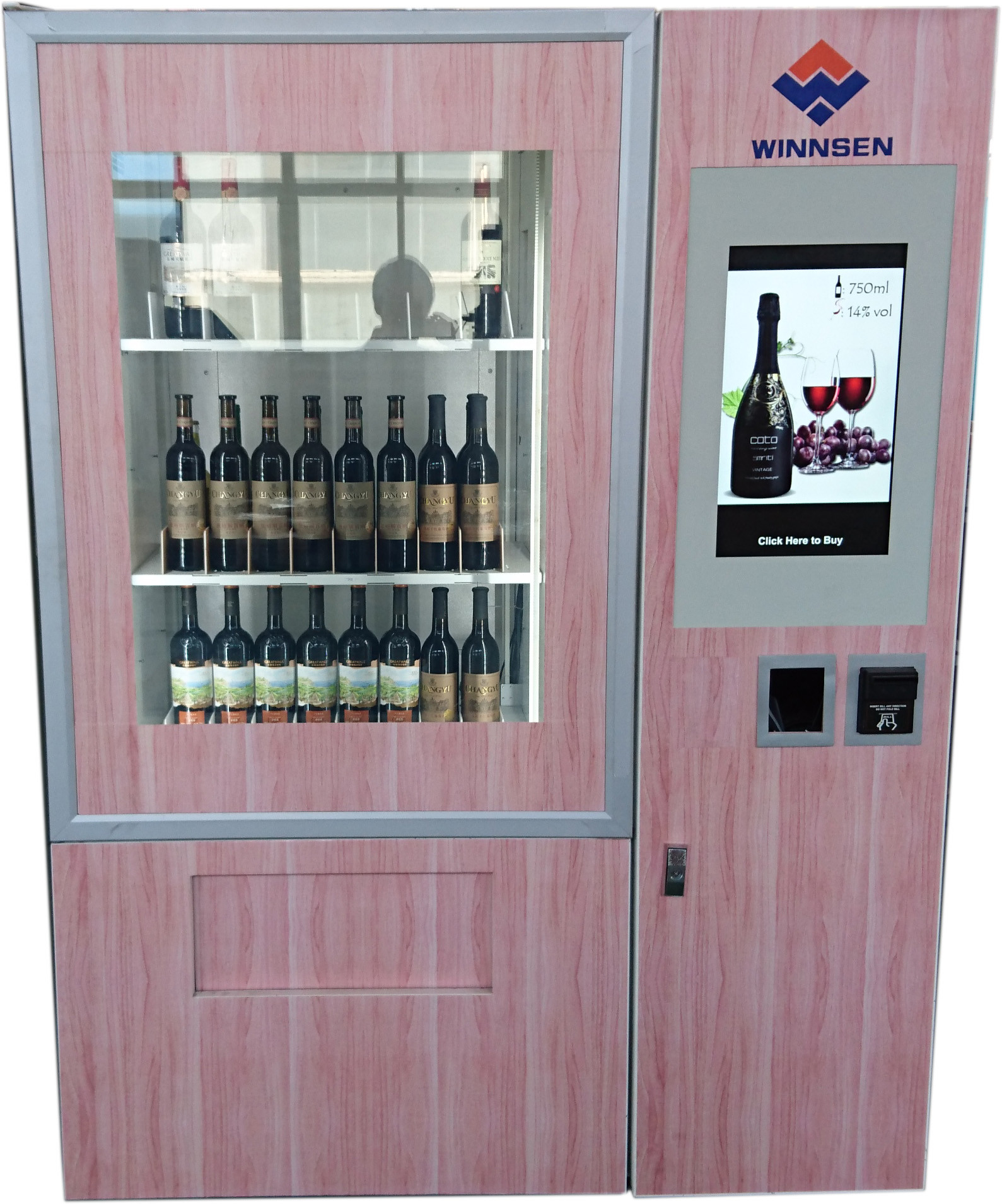 Advertising players touch screen anti theft wine vending machine with elevator