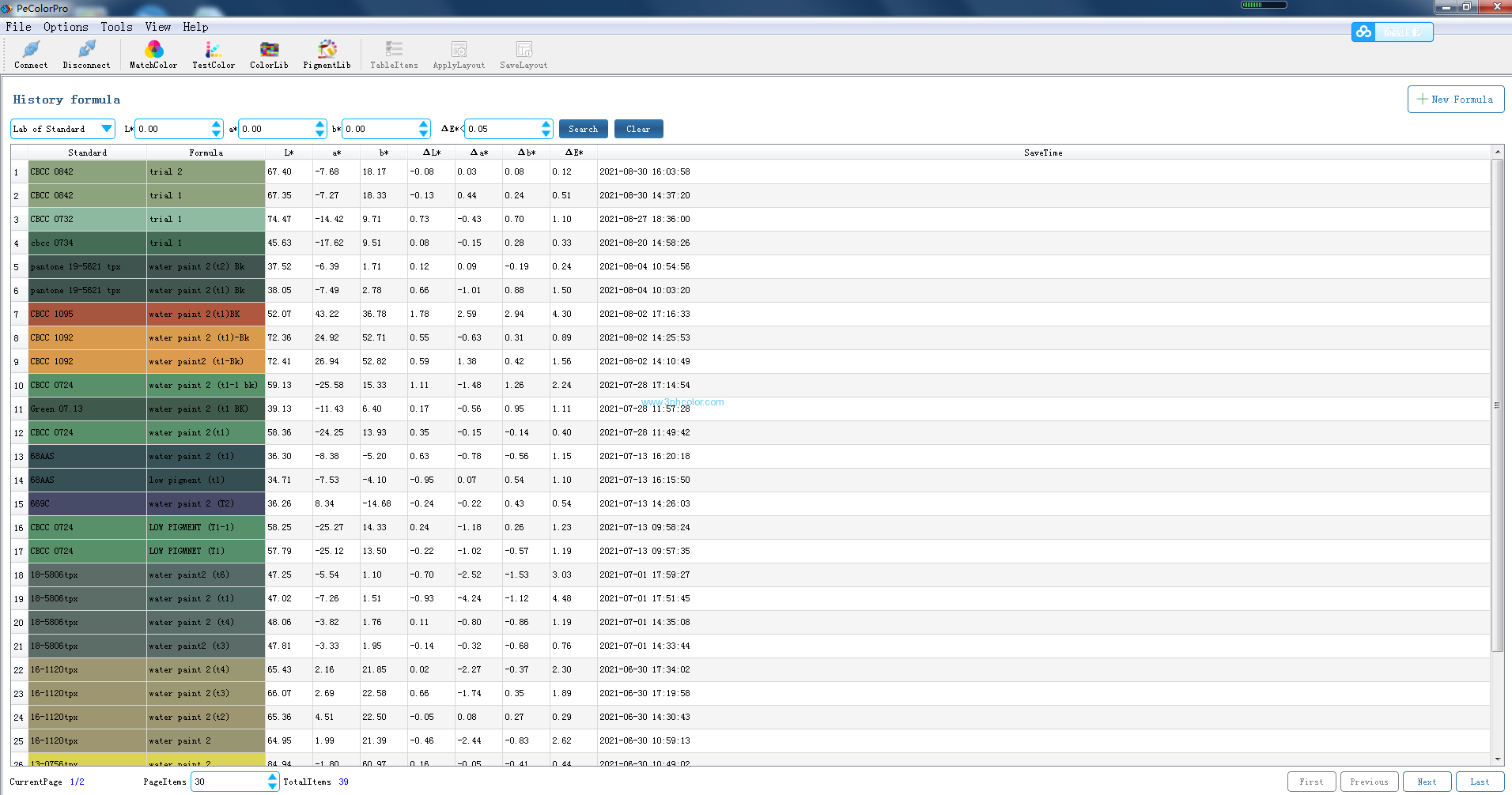 Pecolor Color Matching Software