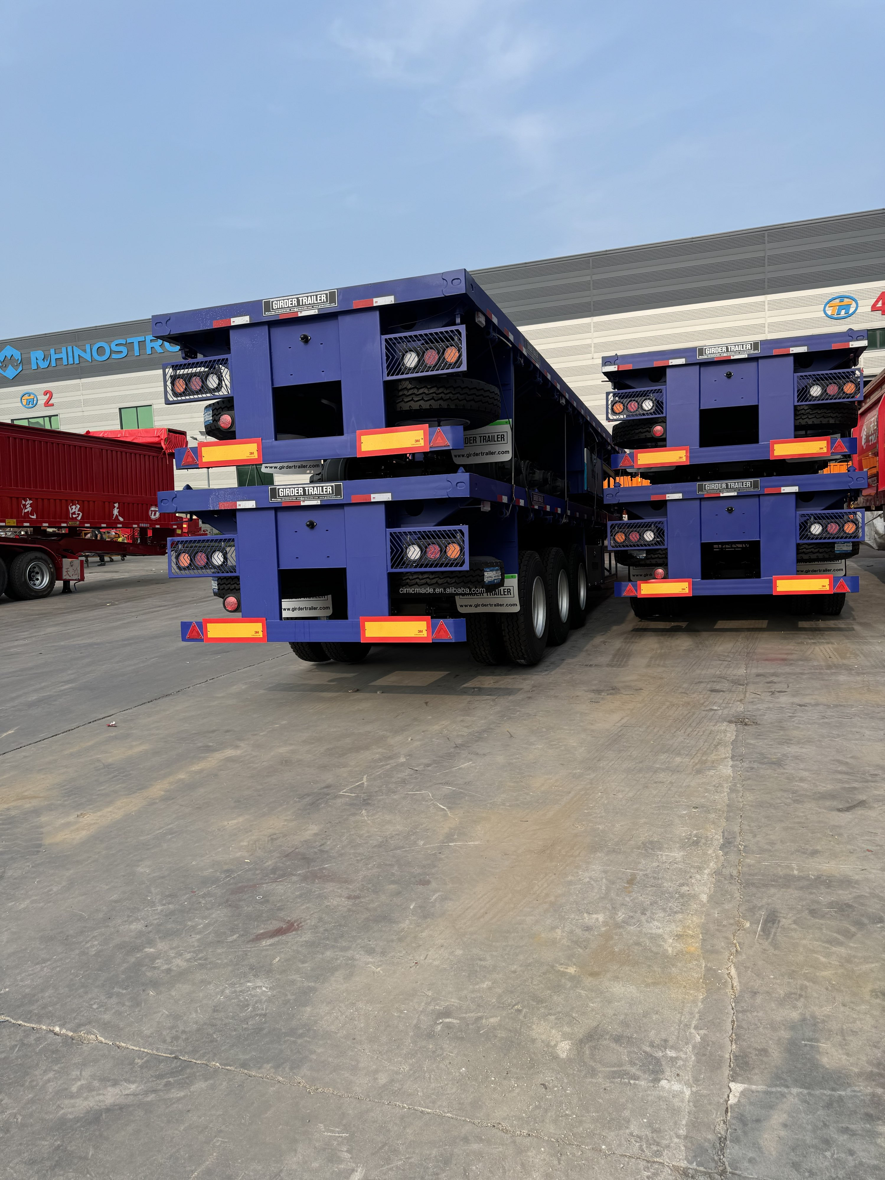 China CIMC tri axis tow for heavy duty 20 or 40 feet equipment air suspension van cargo transporter tank semi flatbed trailer