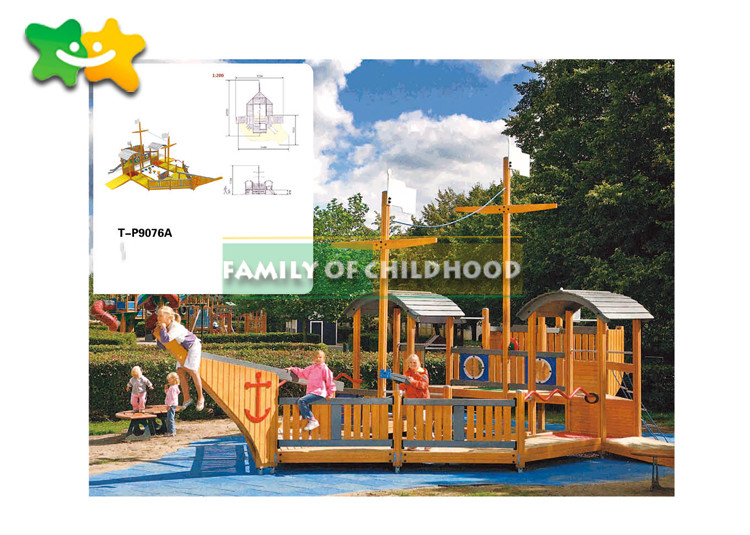 Professional CAD Wooden Playground Slide Popular Galvanized Pipe