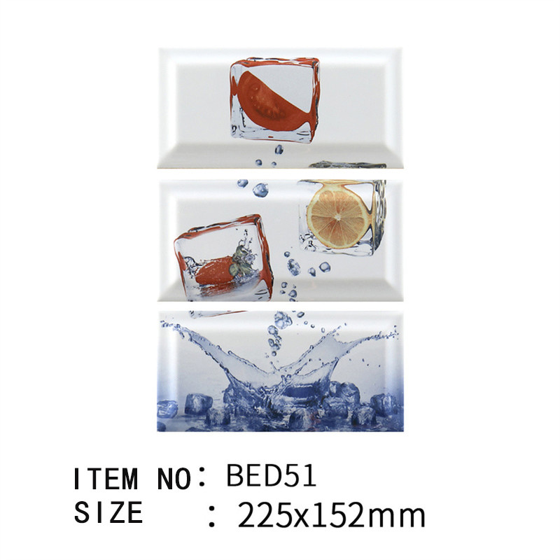 Tomato Lemon, Ice Block Pattern, Modern White Body 225x152mm Inside Wall Subway Tiles For Dining Room And Aquarium