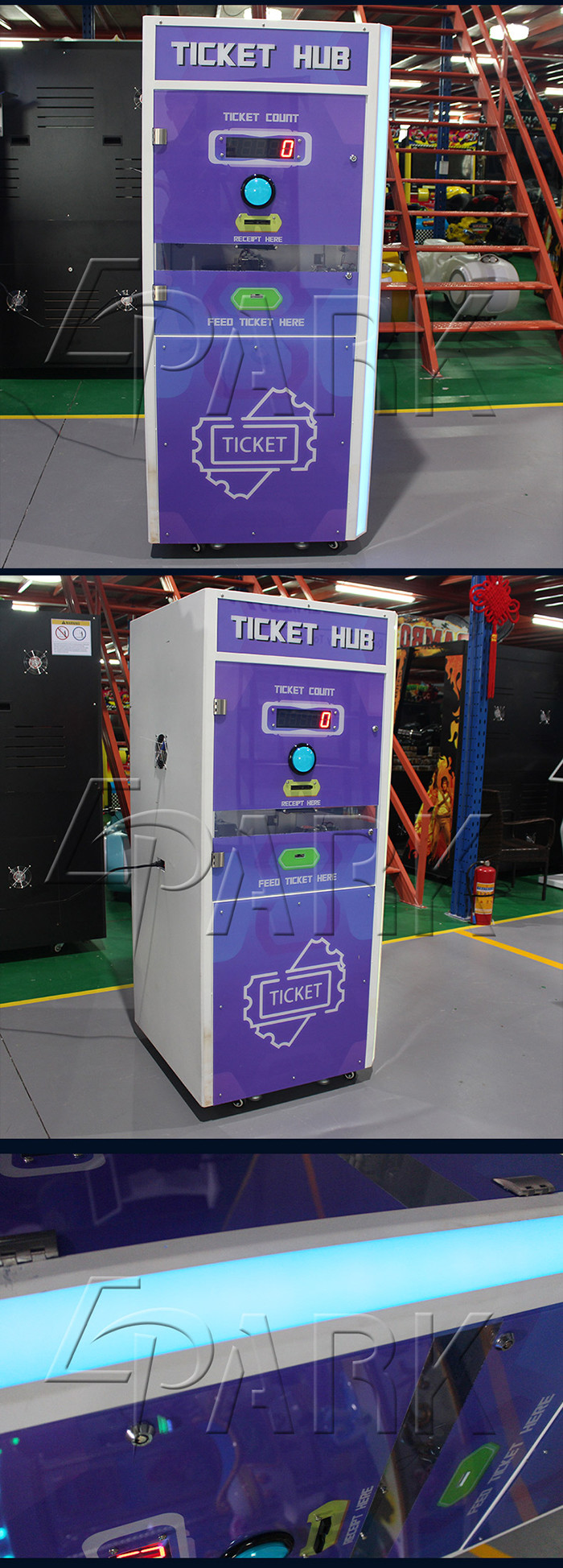100W Amusement Game Machines / Multiplayers Tickets Exchange Machine Lottery Eater Cutter Counter For Receipt