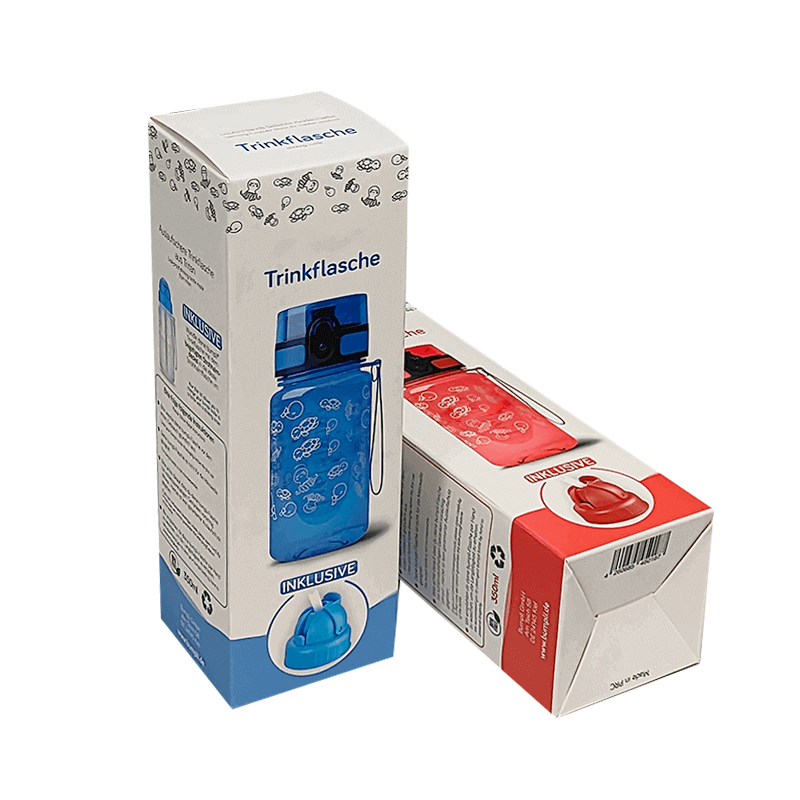 Custom Tuck Top Boxes Uncoated Kraft E Flute Water Bottle Packaging Box