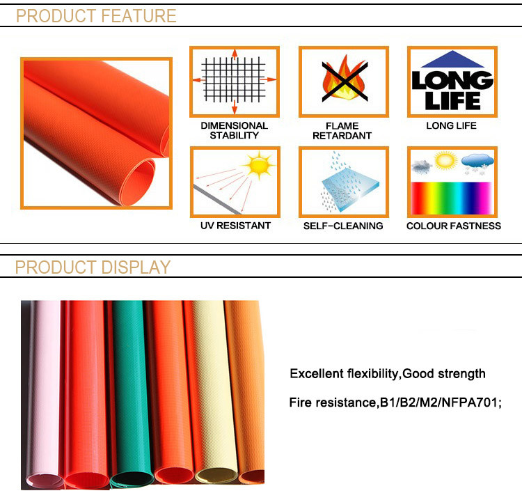 Red PVC Coated Tarpaulin Fabric Canvas UV Treatment High Tearing Strength