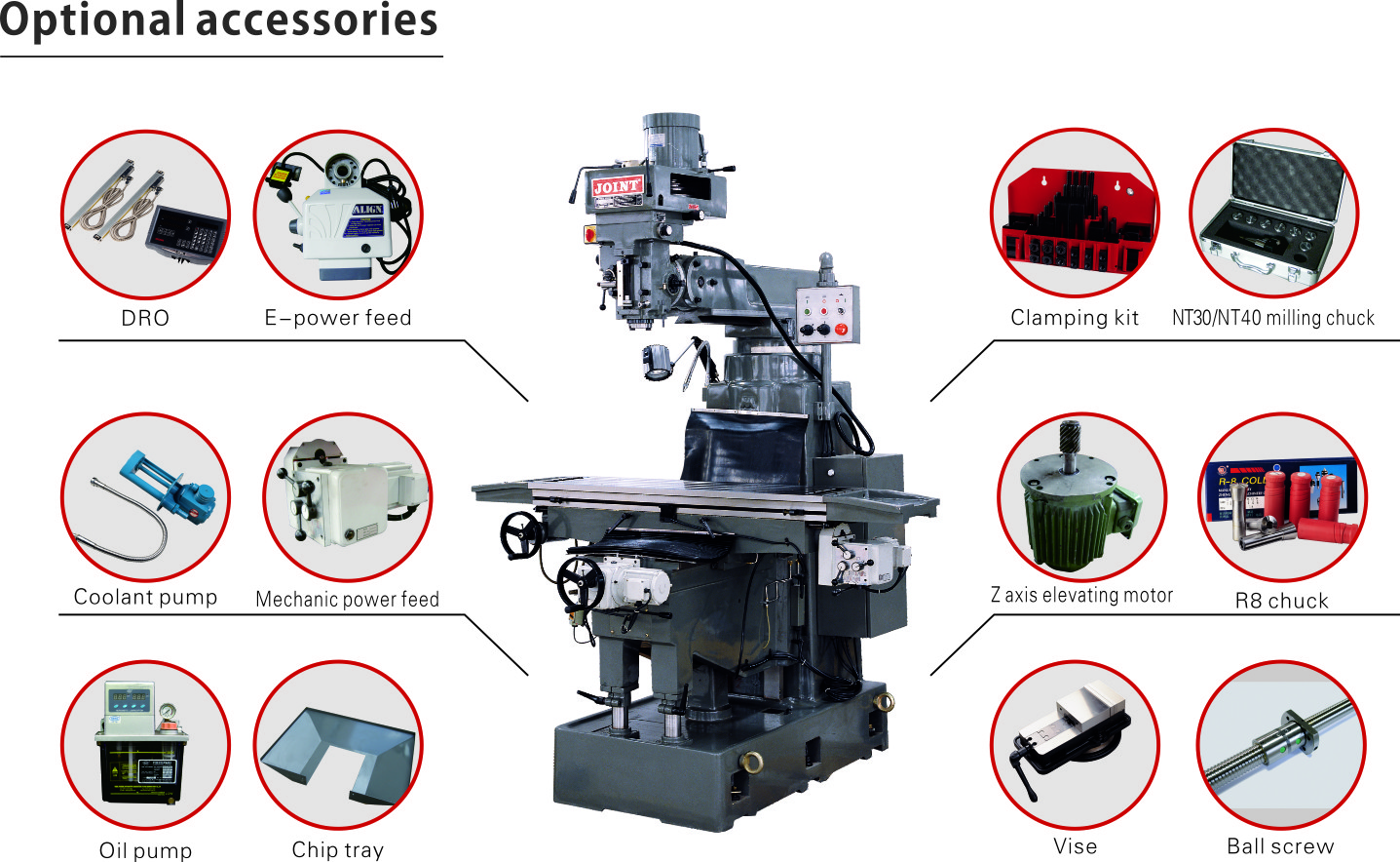 60 - 3000rpm Rotation Speed Turret Milling Machine NT40 Spindle Turret Milling