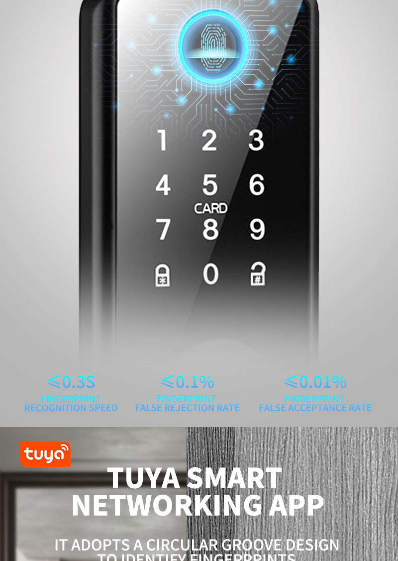 Fingerprint Deadbolt Door Lock High Security Biometric Password Unlock Smartphone Remote Control Access
