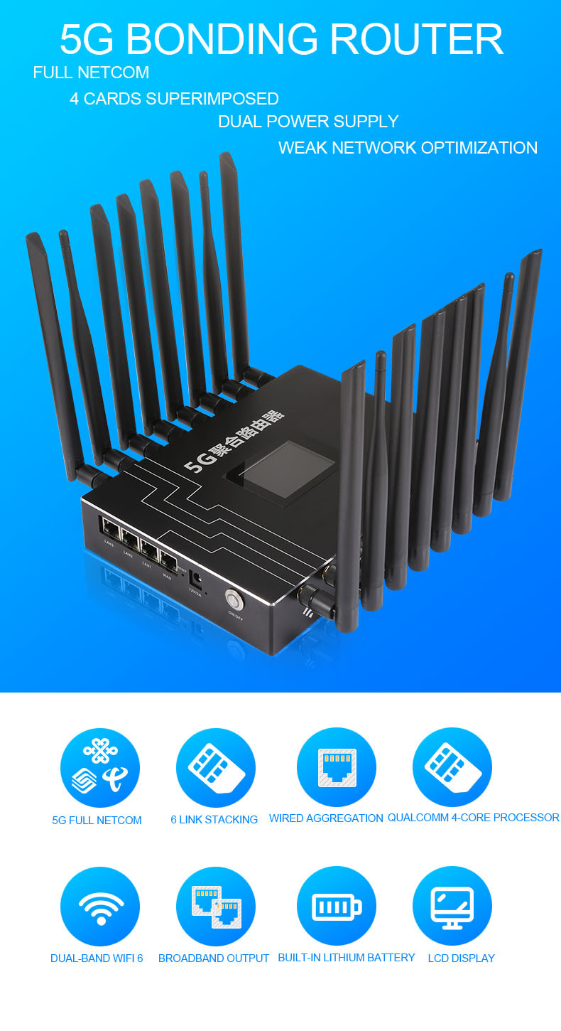 WiFi Aggregation Bandwidth Bonding Router 4 SIM Card Durable