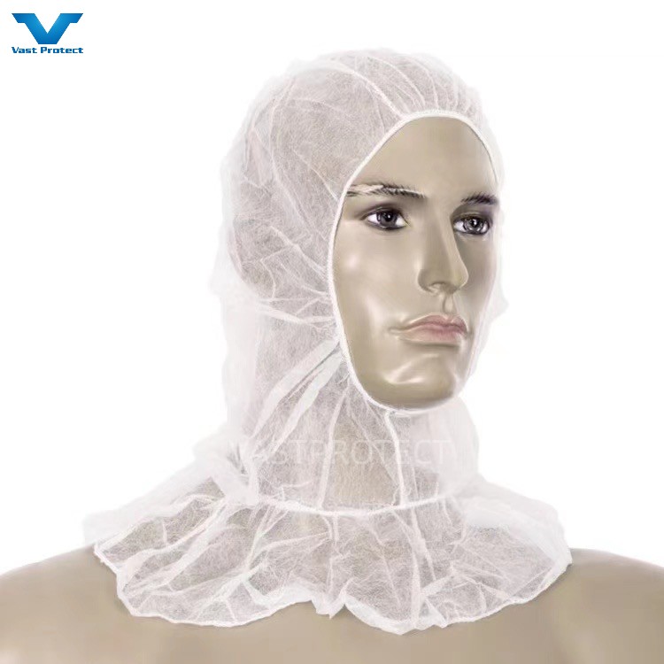 Class I Medical Disposable Nonwoven Hood For Protective Food Processing In White Blue