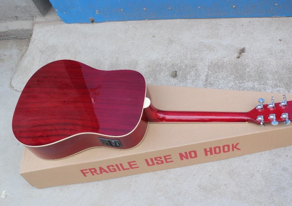 2018 New Chibson H-Bird acoustic guitar cherry red GB electric acoustic guitar Free Shipping Chinese Acoustic guitar