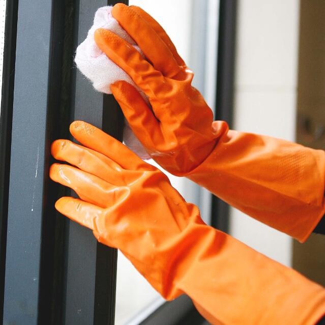 Excellent Grip Rubber Dishwashing Gloves , Flock Lined Rubber Gloves Waterproof