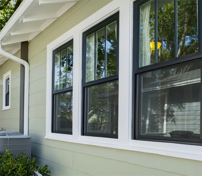 Aluminum Glass Automatic Vertical Sliding Double Hung Windows For Hanging Curtain Type