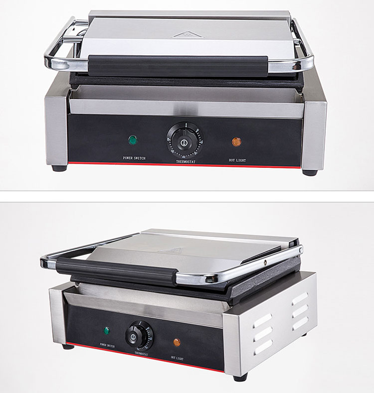 Hotel Kitchen Stainless Steel Grill Door Design Multi-Cooker Double-Sided Contact Grill 220V
