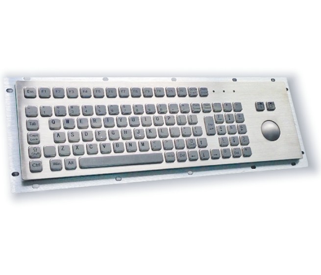 IP65 / IK07 Panel Mount Keyboard F7-TB38 With 38mm Stainless Steel Trackball