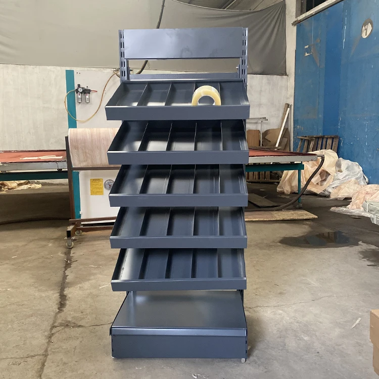 Factory Custom Size Color logo frosted gray hardware store rack pharmacy rack supermarket shelves gondola