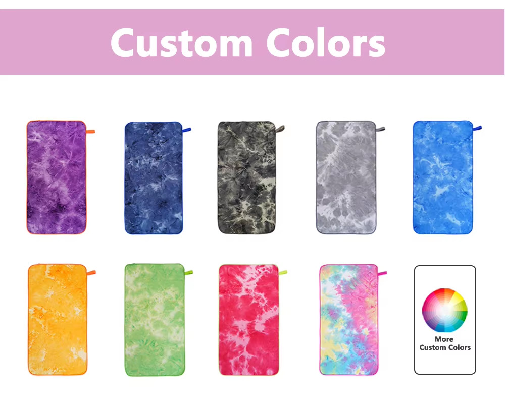 2 in 1 Multifunction Summer Quick Dry Bath Towels Hand Tie-dye Summer Printed Microfiber Sports Towel with Tote Bag 50x100cm