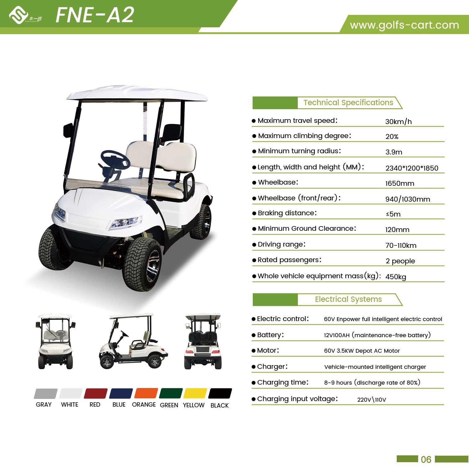 ODM All Terrain 2 Seater 4x4 Golf Buggy Cart Color