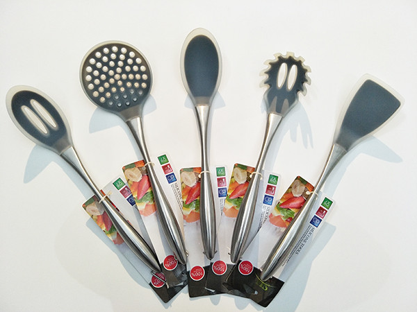 Nonstick Cooking Utensils 8 Piece,Silicone and Stainless Steel,Tong, Spoon,Spatula Tools,Pasta Server Ladle,Strainer