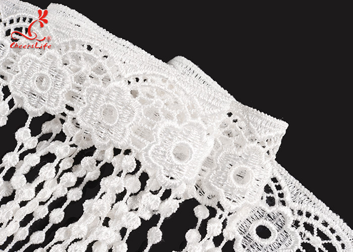 12Cm Polyester Water Soluble Lace Chemical White Fringe Tassel Embroidered Trim Ribbon