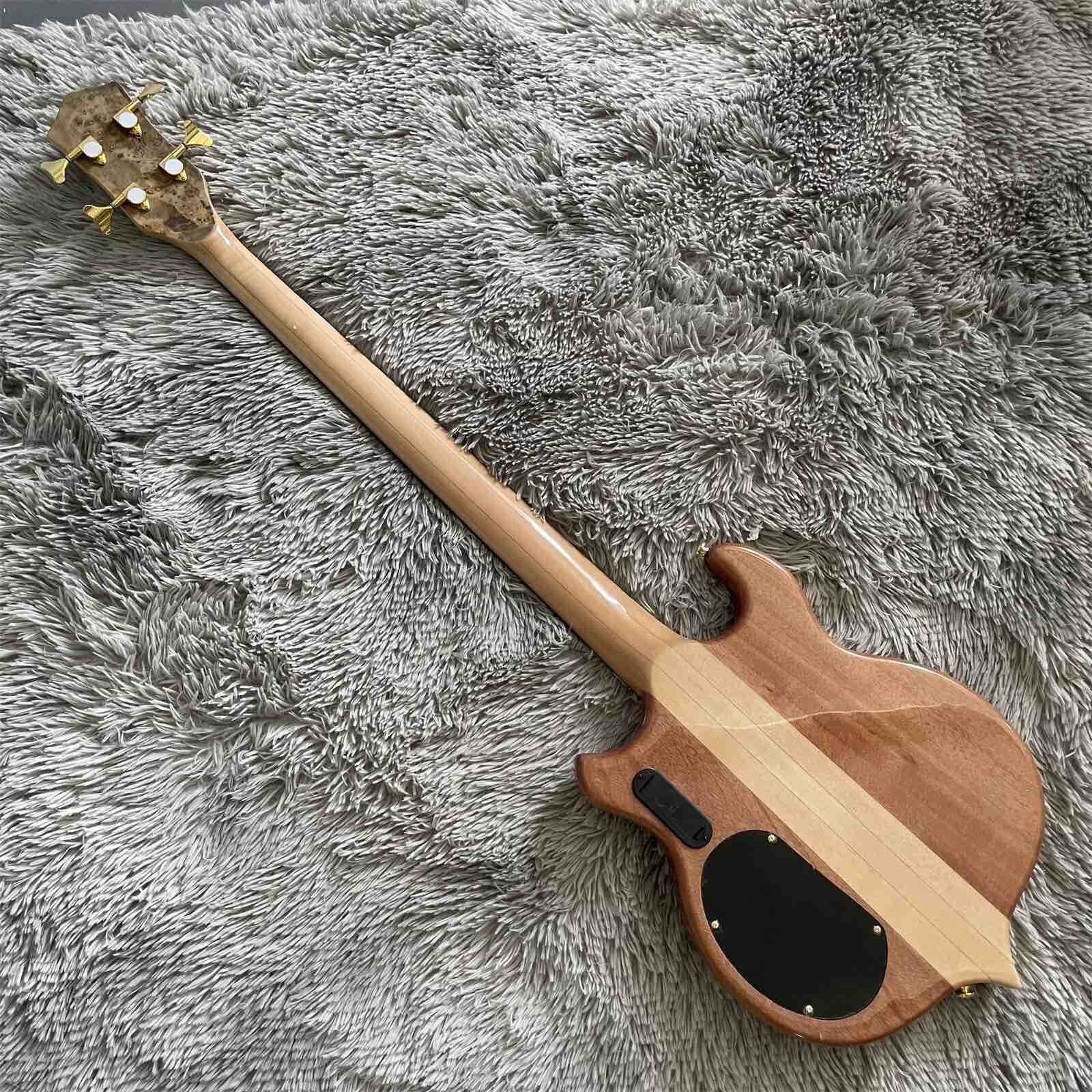 Custom 4 Strings Neck Through Body Alembic Style Electric Bass Guitar Tree Burl Top