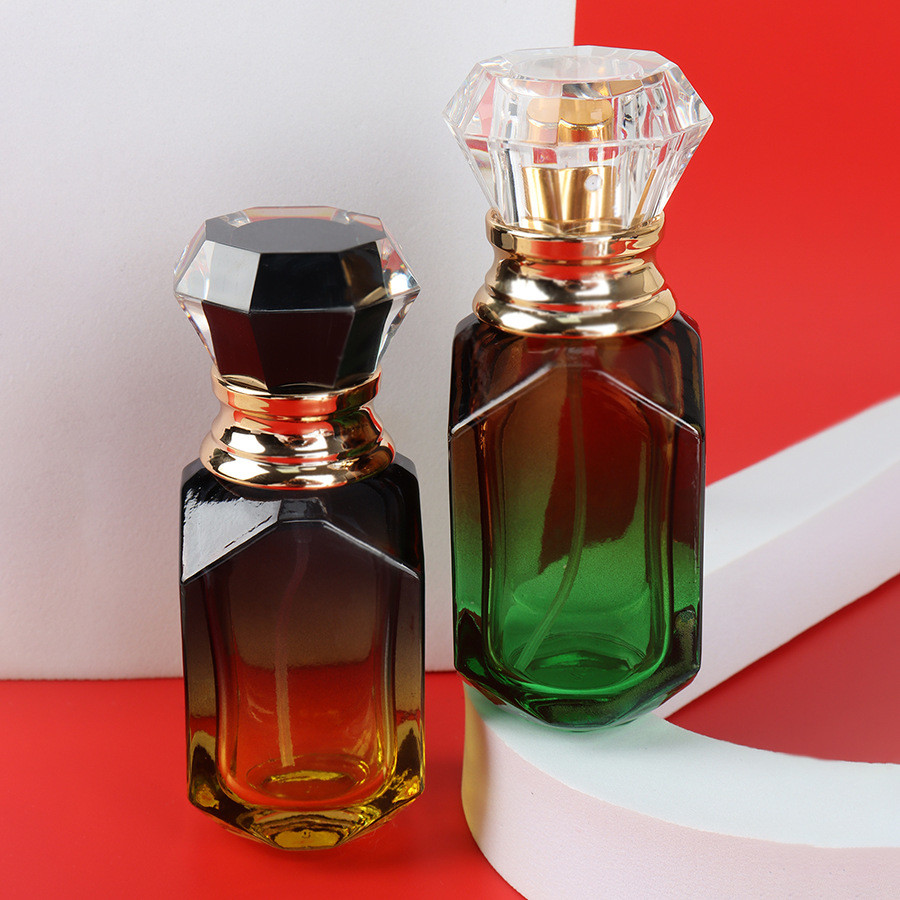 30ml Gradient Color Diamond Shape Cap Press Perfume Cologne Sprayer Bottle