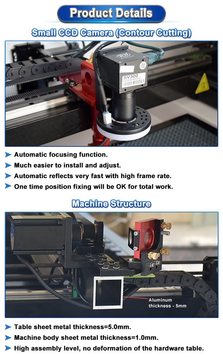 CCD Camera CO2 Laser Cutting Machine 150W Single Head Laser Cutting Machine