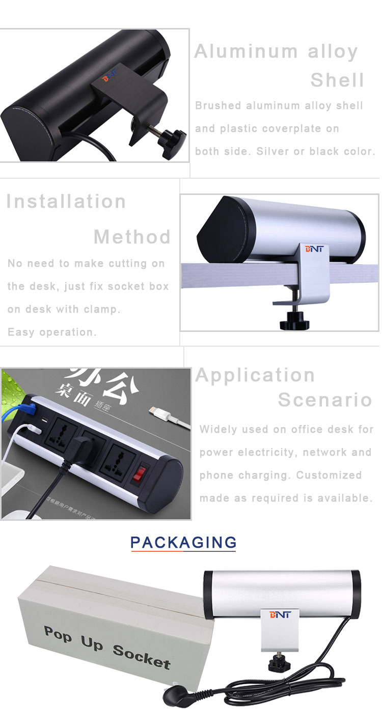 Factory hot sale clamp on table electrical usb charger desk socket with rj45
