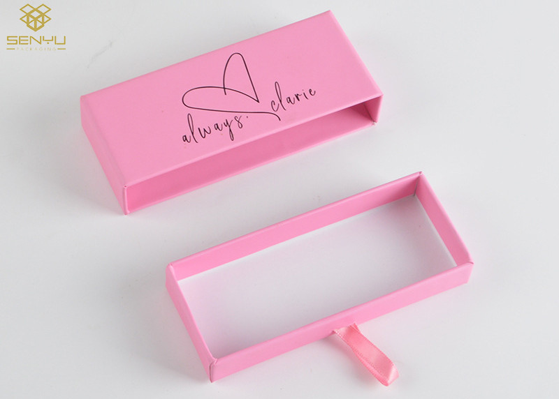 Handmade Cardboard Paper Drawer Style Gift Boxes Sliding Package With Ribbon