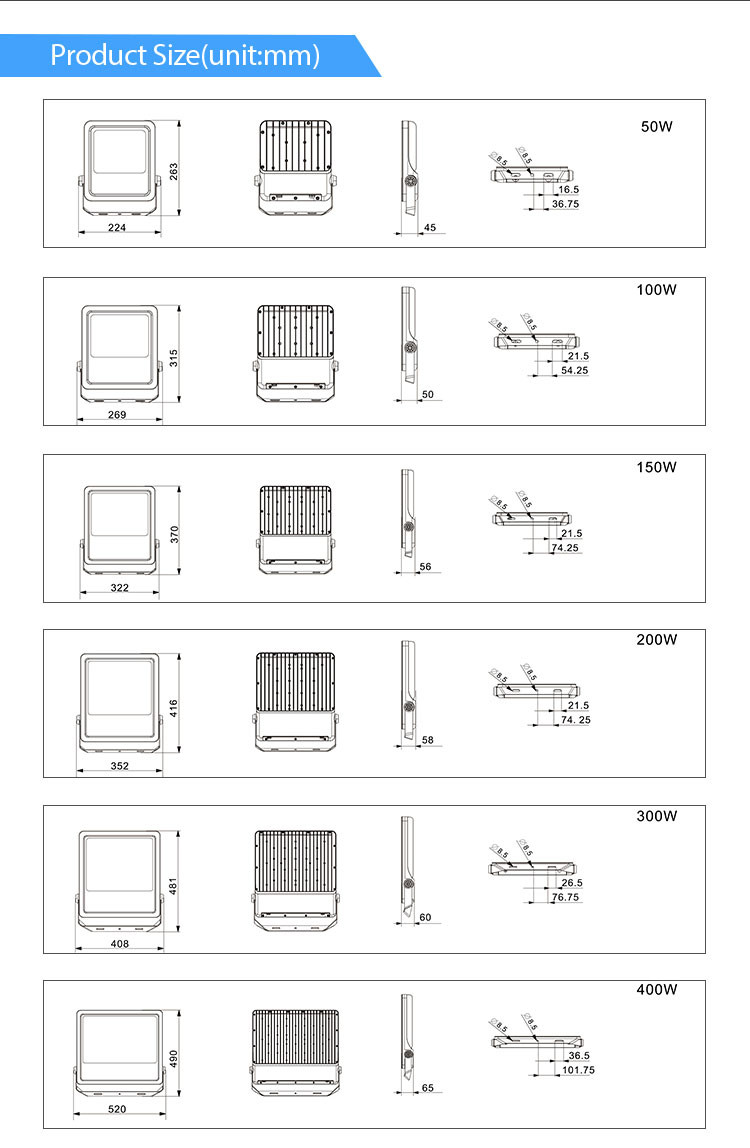 High Brightness 200W Led Flood Light 30000lm Led Spot Lights Outdoor For Basketball Court