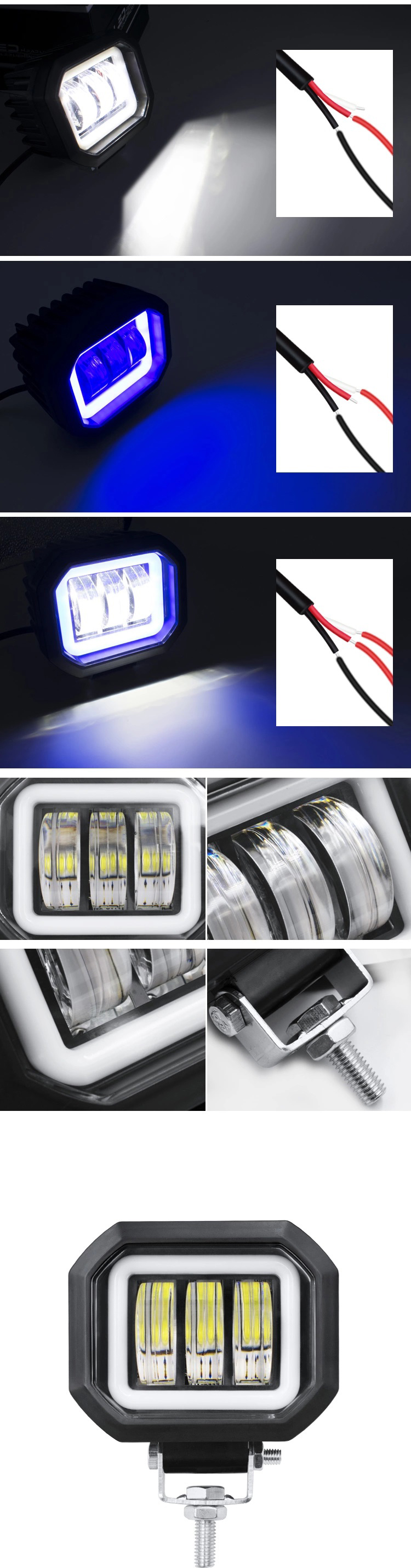 30W Square 12V Car LED Work Lights , 6000K LED Auto Driving Lights