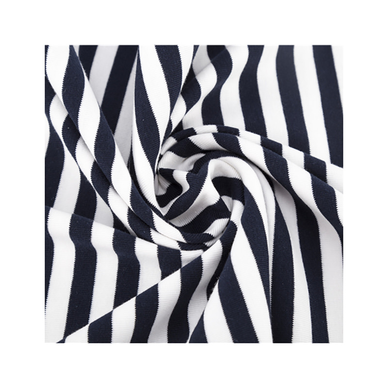 Custom Cotton Lycra Rib Knit Fabric Summer T Shirt Plain Striped Material