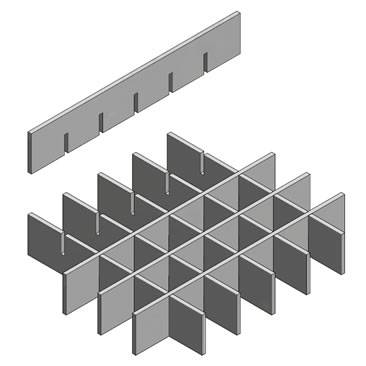 Bearing bars and cross bars are notched and have same height.