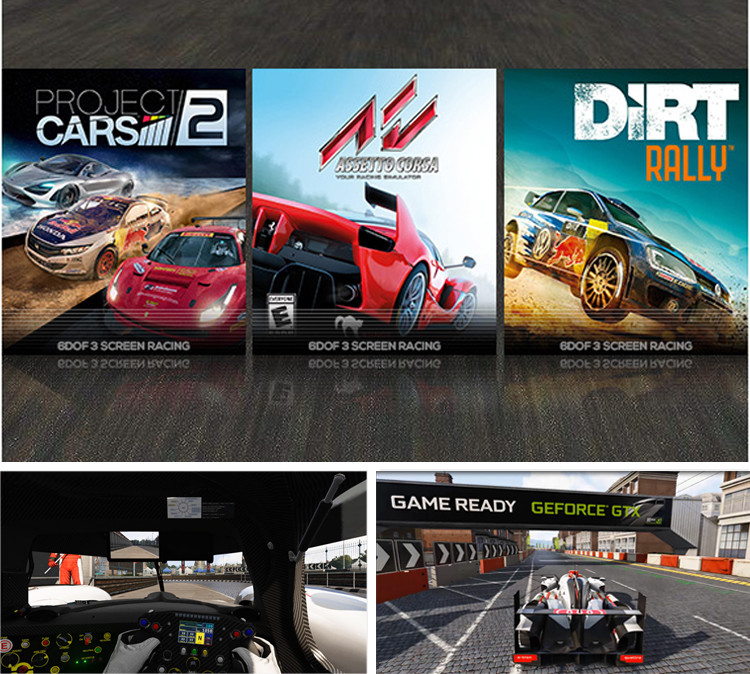 Portable 3 Screen Driving Simulator 6 DOF Racing Cars Arcade Dynamic Motion Drive Equipment