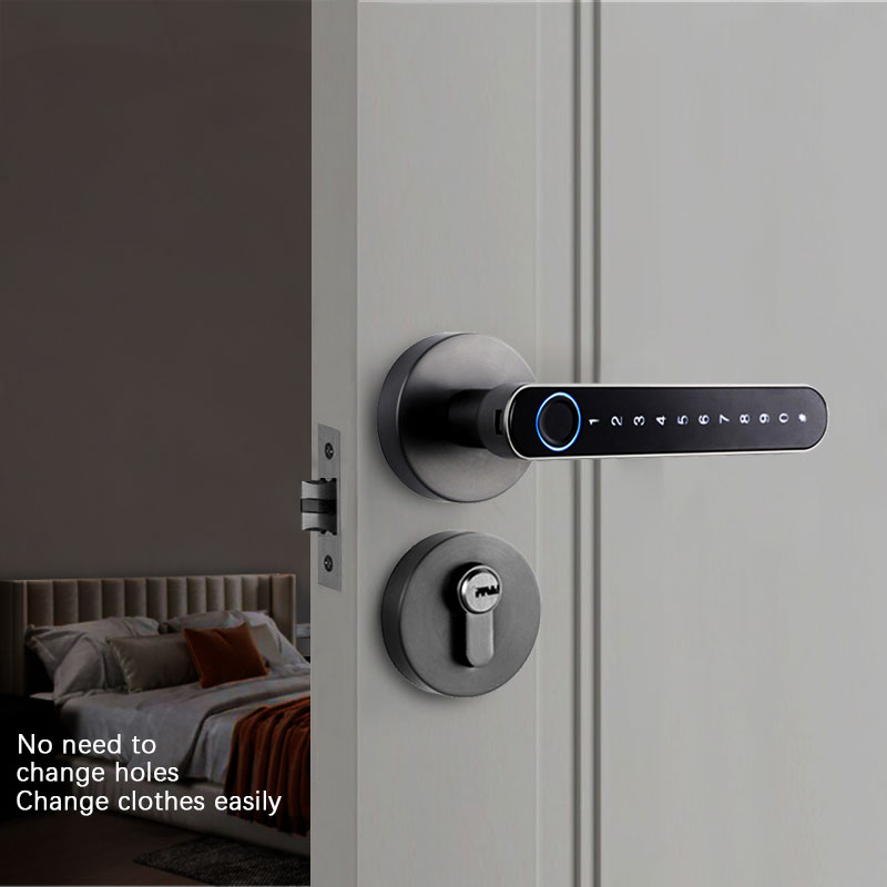 Black Tuya BLE Biometric Fingerprint Door Lock S604L Keyless Entry Door Lock