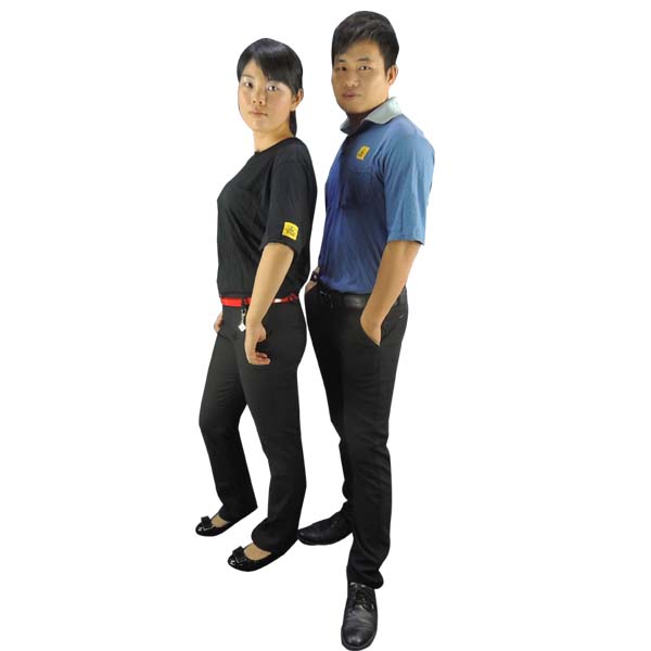 Blue Black 150g 96% Cotton 4% Conductive Fiber ESD T Shirts